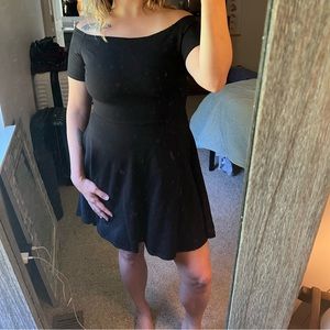 Off the shoulder formal asymmetrical black dress